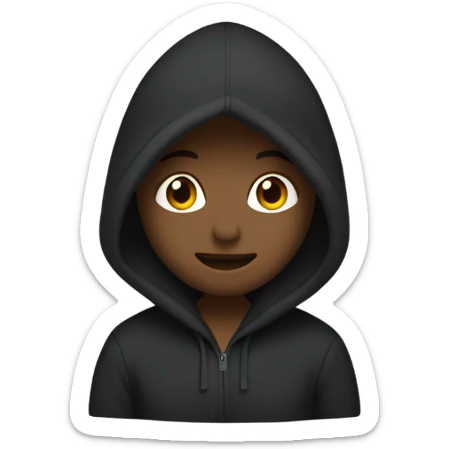 “Black hoodie emoji, minimalist style, simple design with a hood, long sleeves, and no logos or patterns, transparent background.” sticker