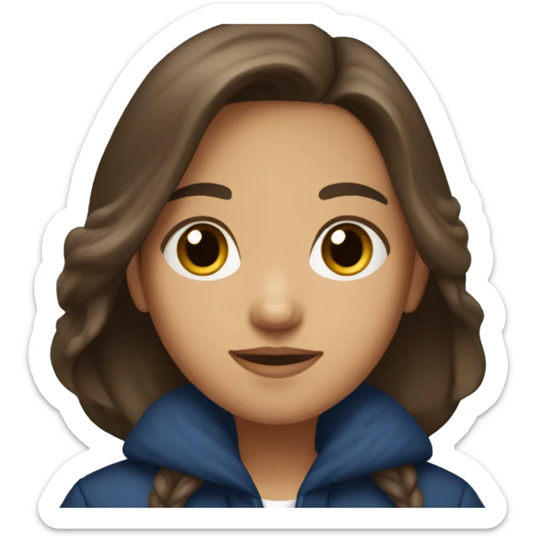 winter, christmas, hispanic, long brown hair, girl, brown eyes, child, full body, blue coat sticker