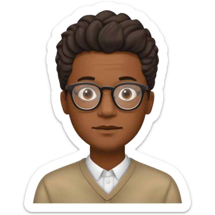 Black m’en with glass and semi free form the haïr style  sticker