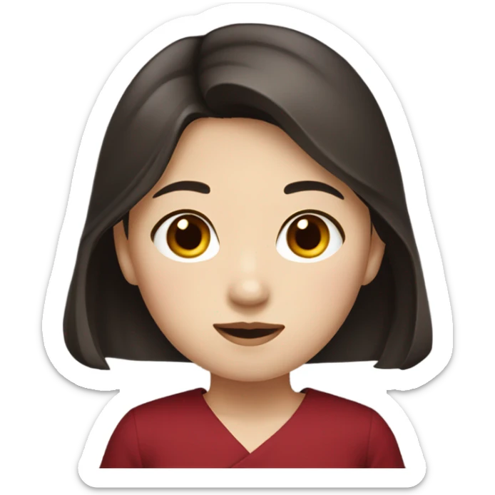 korean girl with dark brown hair and dark red dress pretty sticker