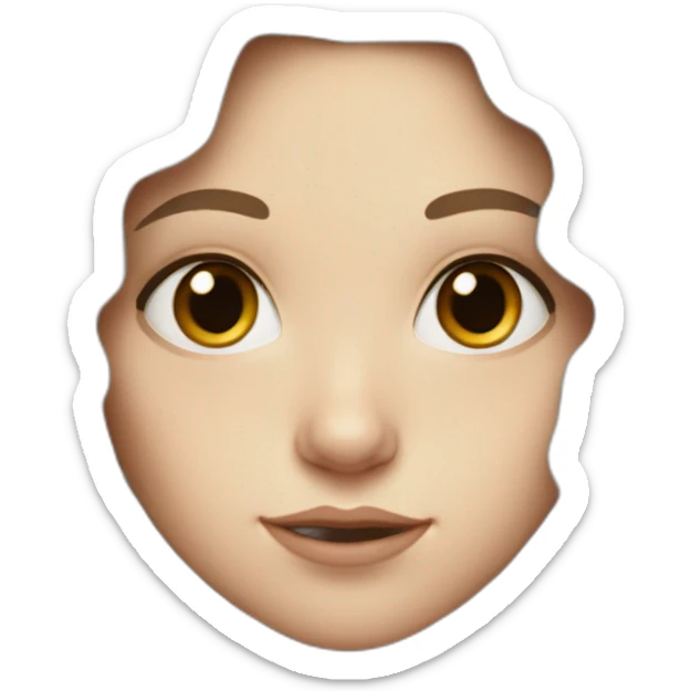 white girl with dark brown wavy long hair, freckles and dark eyes sticker