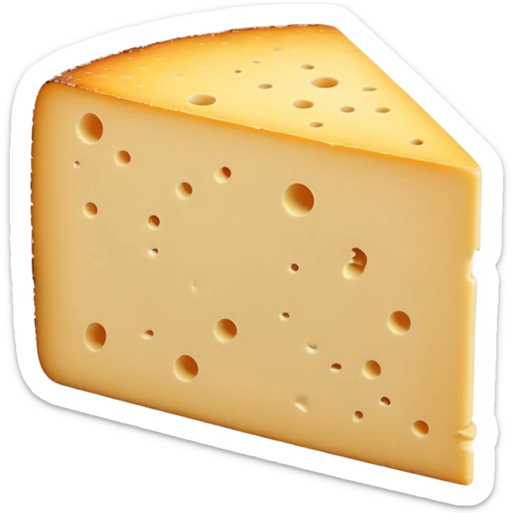 thick slice of cantal cheese, pale yellow firm interior, rough natural beige-brown rind, dense slightly crumbly texture, clean slice, subtle aging marks, soft lighting, subtle shadows, emoji scale sticker