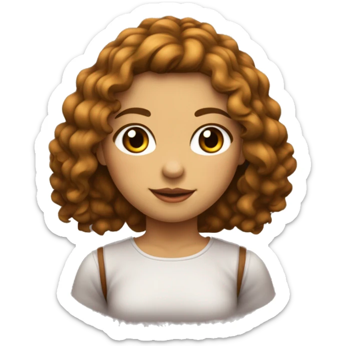 Menina com cabelo ondulado, vestindo uma blusa vermelha, com a cor da pele nãovtão clara, de olhos castanhos sticker