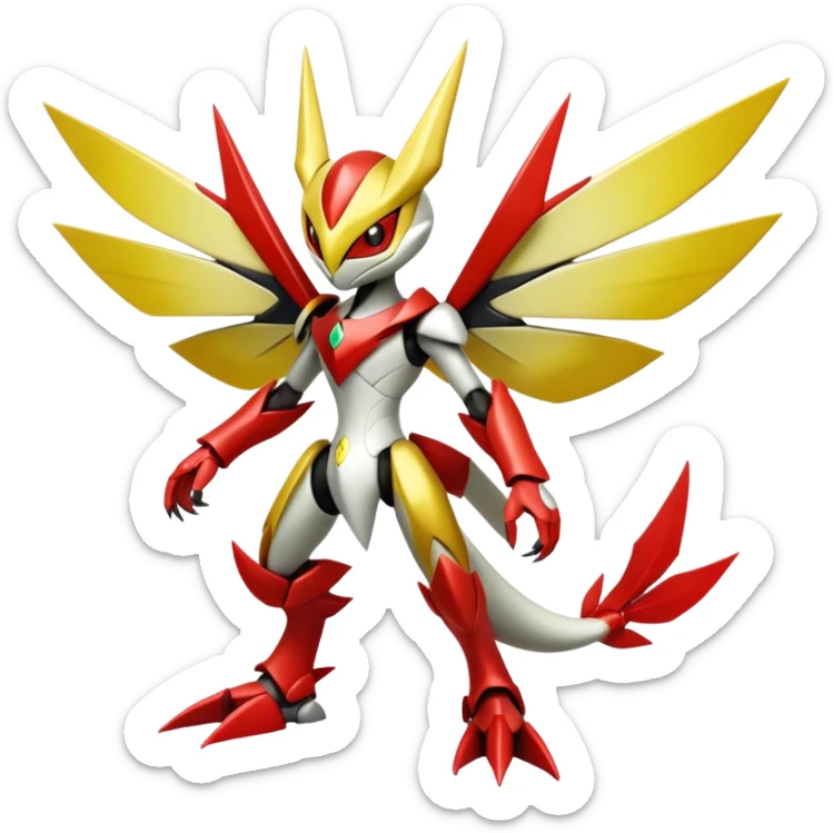 Cute Cool Edgy Shiny Ethereal Legendary Kartana-Digimon-Scizor-hybrid full body sticker