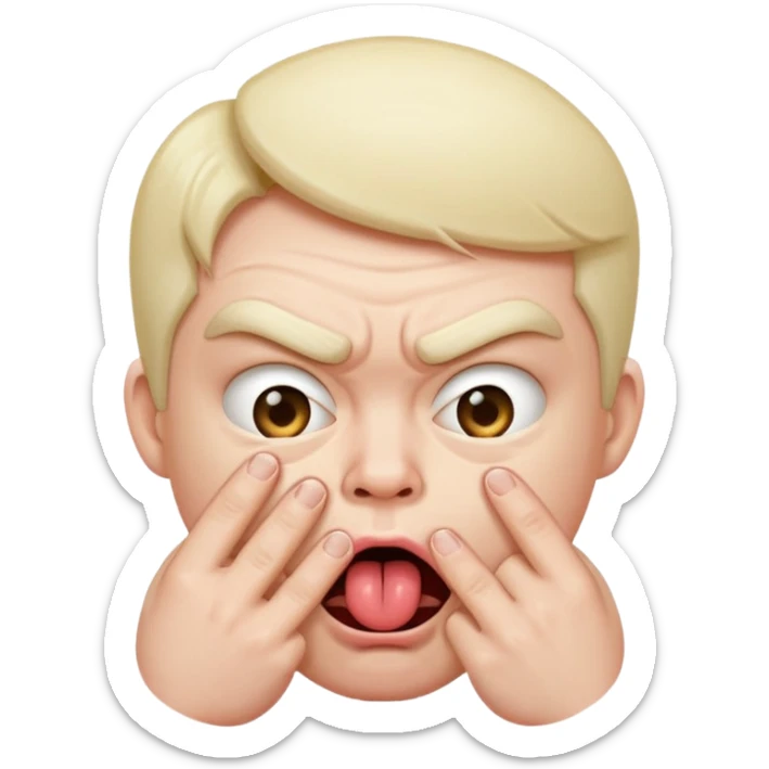 Quelqu’un ou quelque chose de bizarre qui tire la langue en tirant ses joue avec ses doits en mode t’a trop le seum sticker