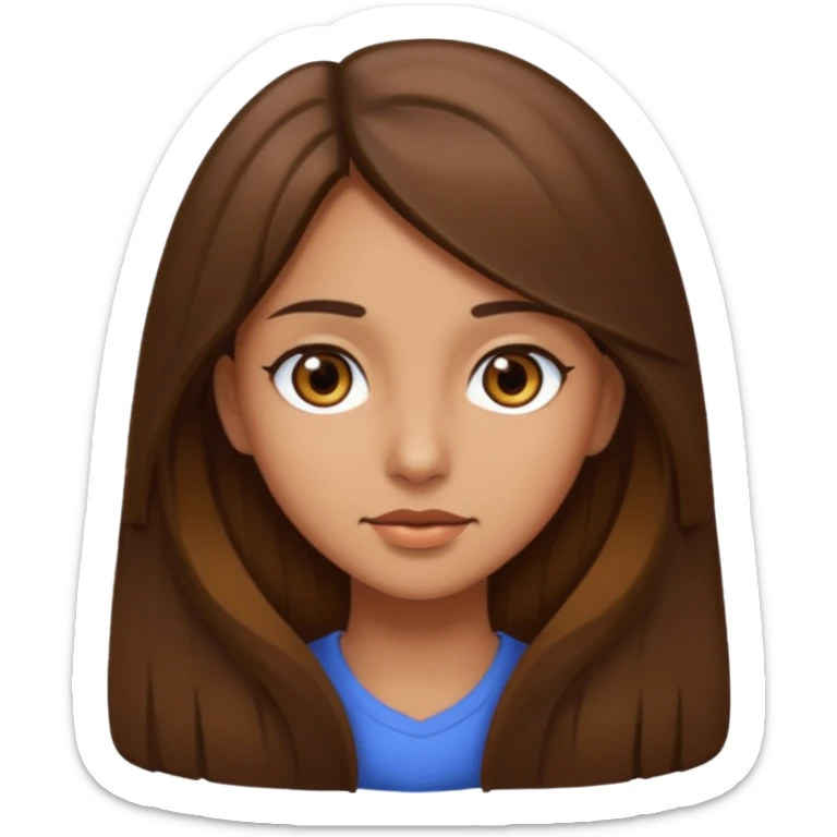 Girl with long brown hair and brown eyes with olive skin sticker