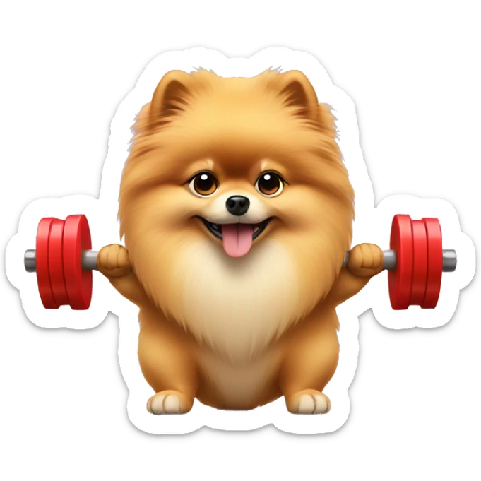 Pomeranian lifting weights sticker