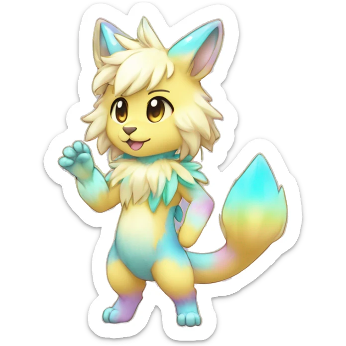Anthro Shiny Colorful Pastel Glitter Sparkle Stars Gradient Anime Chibi Animal-Fakémon-Pokémon-Hybrid Fur Sona Aesthetic Trending Style Full Body sticker