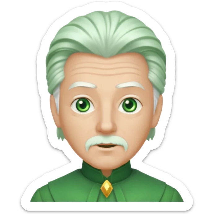 The Wizard from the Wizard of Oz with white hair, green eyes, green outfit sticker