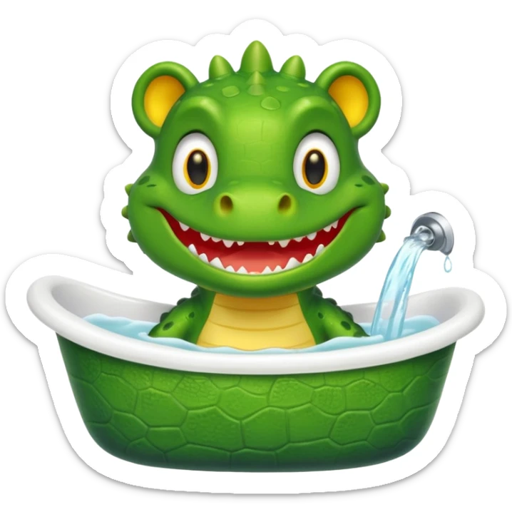 Cute crocodile is showing in the bath tub like game Where's my water sticker