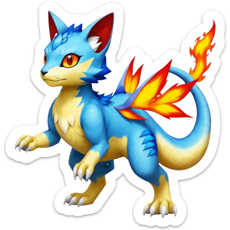 Gabite-Veemon-Digimon-Peppercat-Pokémon-Flamedramon-fusion-animal-hybrid-creature, Full body  sticker