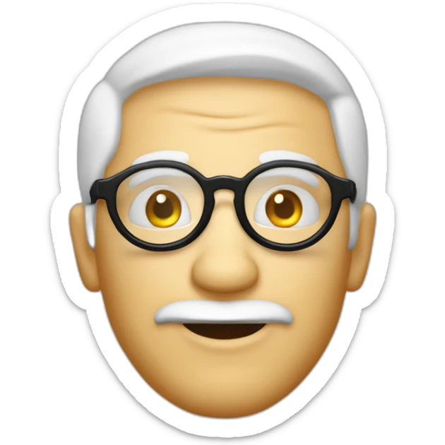 Viel homme blanc chauve avec lunettes rondes SANS moustache visage rond sticker