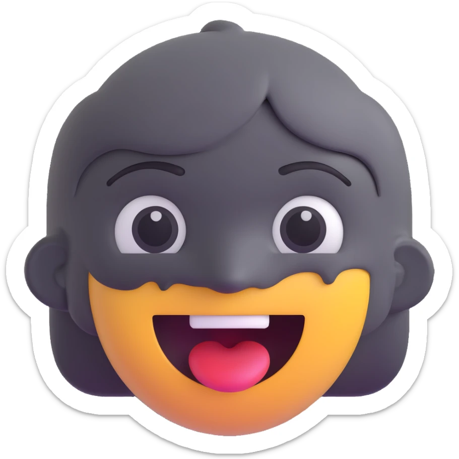 face with open mouth, darkened grey outline above the eye, no red freckles below the eyes, keep all other colors the same, 3D emoji style sticker