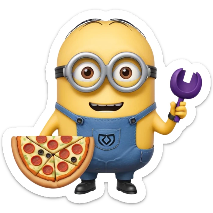 un minions  del cartone animato di colore viola con il pizzetto e gli occhiali da vista sticker