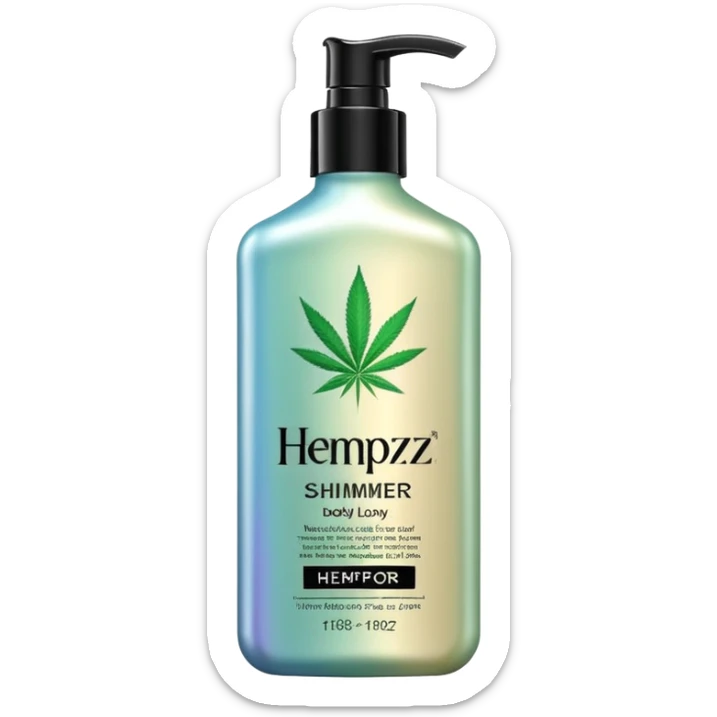 Iridescent shimmer body lotion for women, "HEMPZ" brand, isolated, ultra realistic  sticker