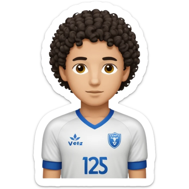 Un chico morocho con rulos con la camiseta de Vélez sarfield sticker