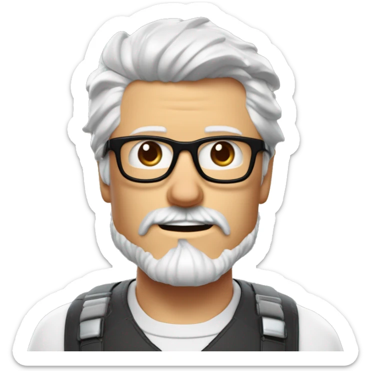 Un homme blanc avec des lunettes de tony stark, avec une barbe de 8cm châtain et les cheveux aussi. Kipa sur la tete devant un ordinateur. Gateau au chocolat croque a la main expression qu’il a adoré le gateau sticker