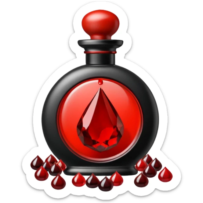 Blood perfume with Blood drops, Bloodstones, onyx stones, sanguine aesthetic, gorecore sticker