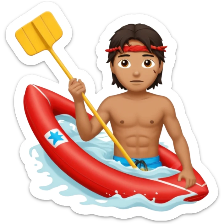 Lifeguard Native American Teenager with messy hair rescuing someone sticker