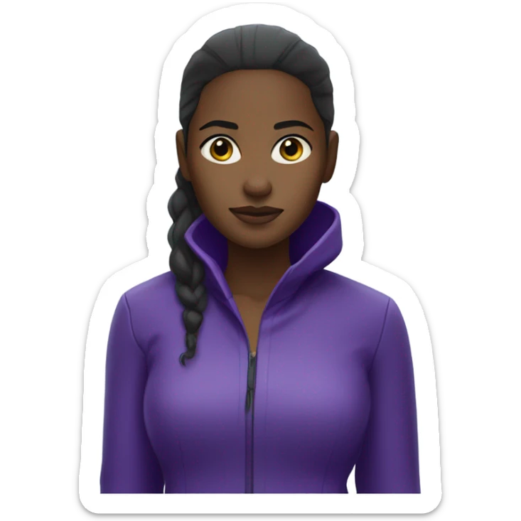 Dark skin black woman with ponytail wearing purple raincoat in the pouring rain sticker