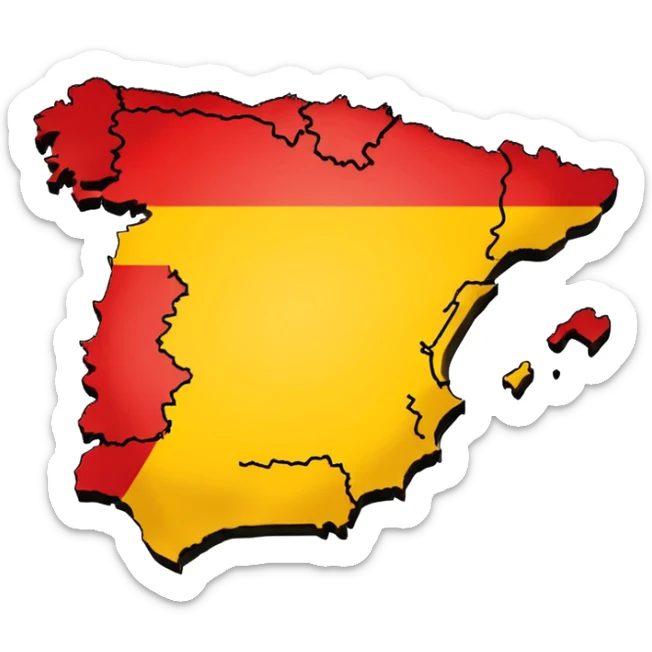 simple map of Spain (the country) in red and yellow emoji sticker