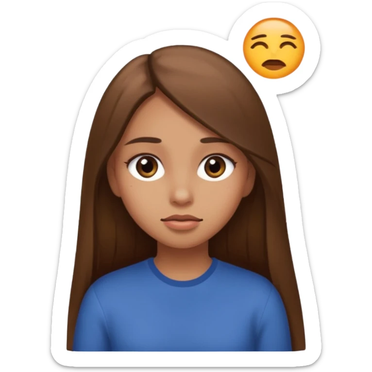 A girl with straight  long brown hair rolling their eyes latinaa sticker