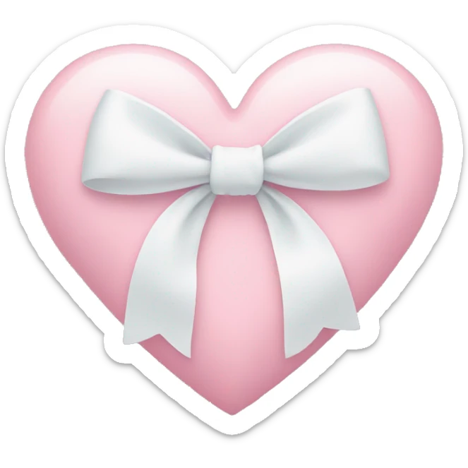 Pastel pink heart with white bow sticker