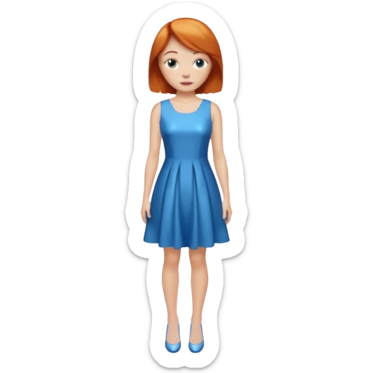 woman lshort ginger hair blue shiney dress full body sticker