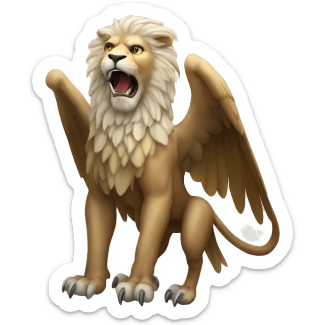 a legendary creature with the body, tail, and back legs of a lion, the head and wings of an eagle, and talons on the front legs sticker