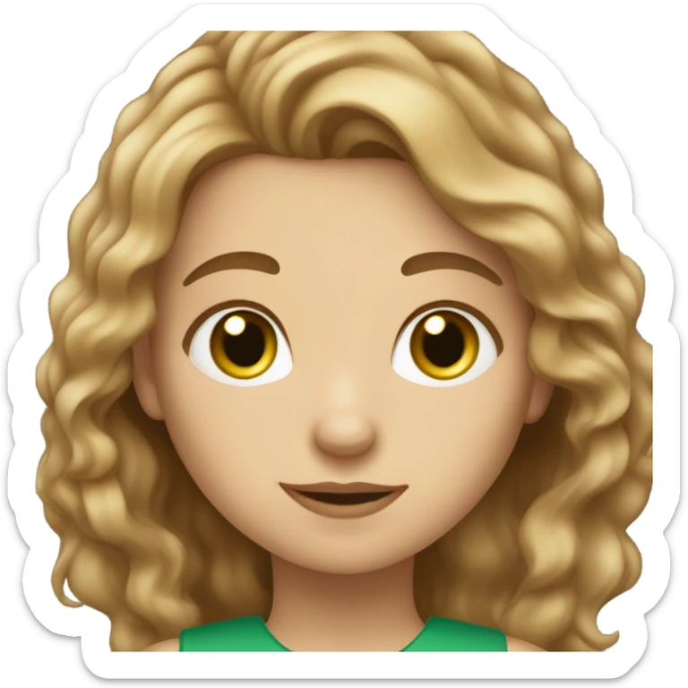 pretty girl light brown wavy hair green eyes with book in hand sticker