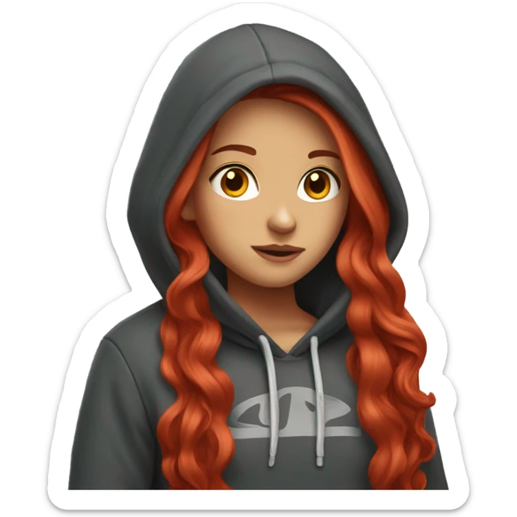 Pretty Girl with long red hair and a hoodie sticker