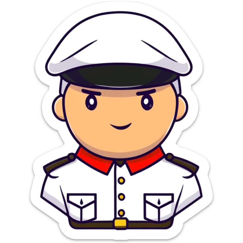 Tomato wearing Napoleon Bonaparte's bicorne hat and military officer uniform sticker