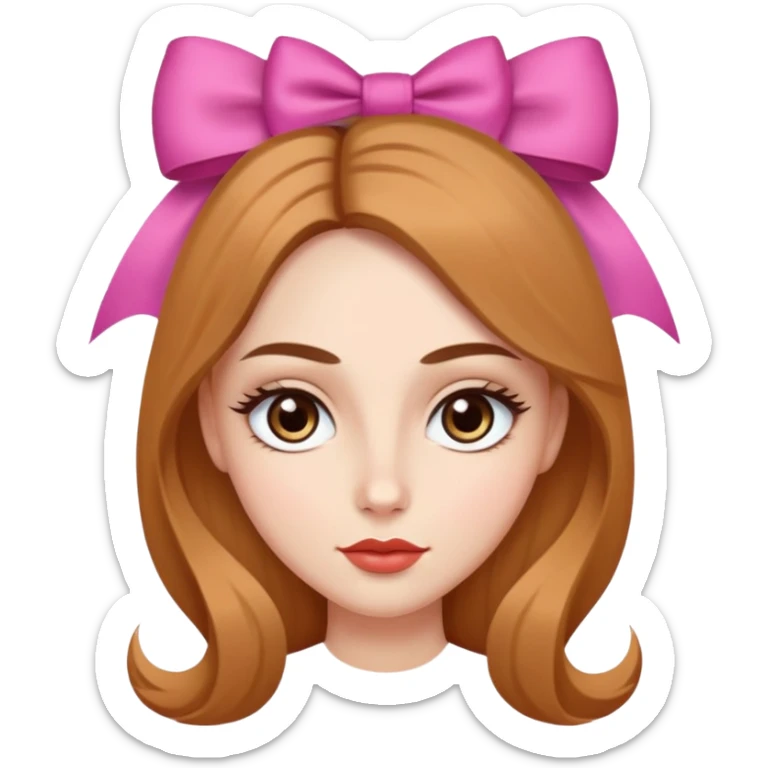 Heart shape face , fair skin , almond eyes, light brown eye, upward eyebrow, straight nose, bow lips shape, long heir , clean makeup sticker