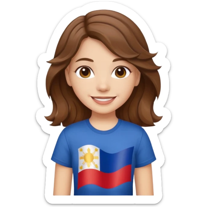 alternative white girl wavy brown hair girl philippine flag sticker