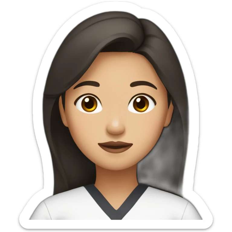 filipino girl with middle part and brown hair in black scrubs with no stethascope sticker