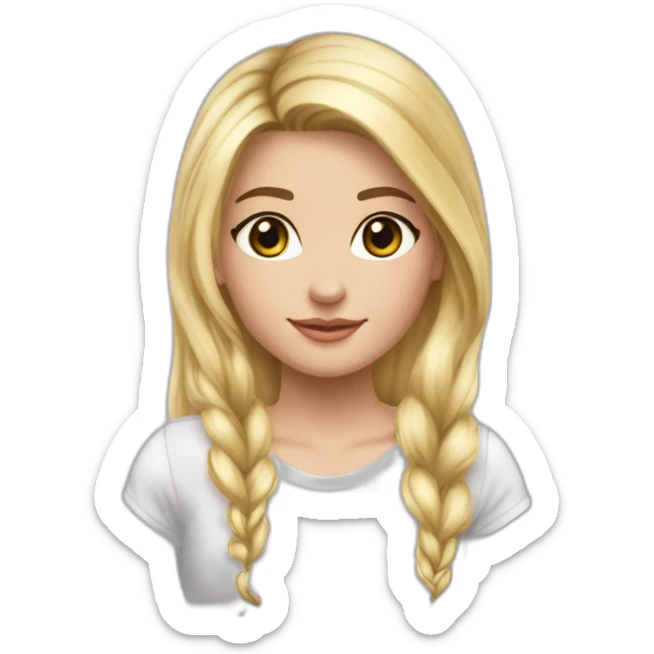 Fille cheveux blond long lise  foncé peau blanche jeans noir pull tie n die rose sticker