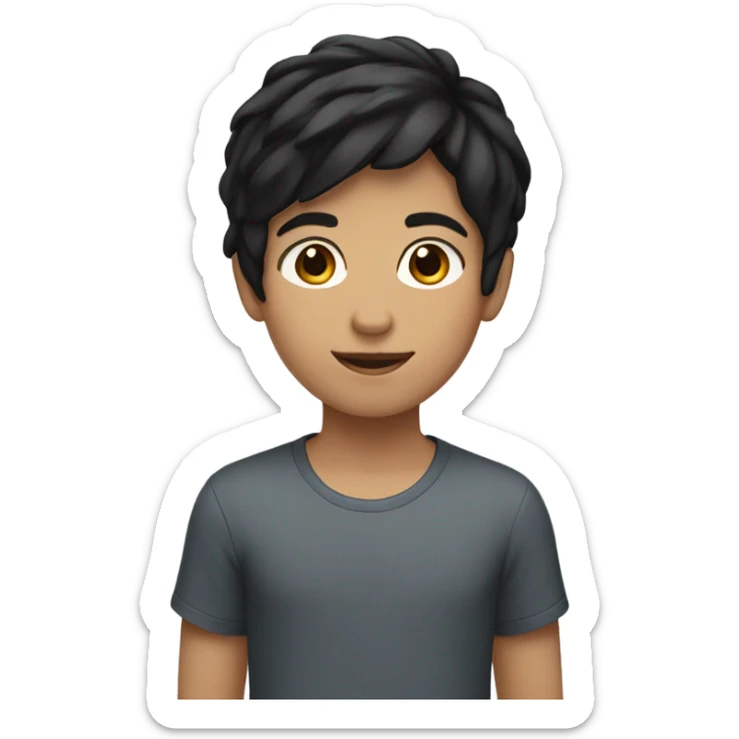 Boy with short black hair and girl with medium brown hair couple sticker