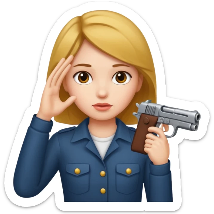 Girl holding a gun hand to head not real gun but made with a hand sticker
