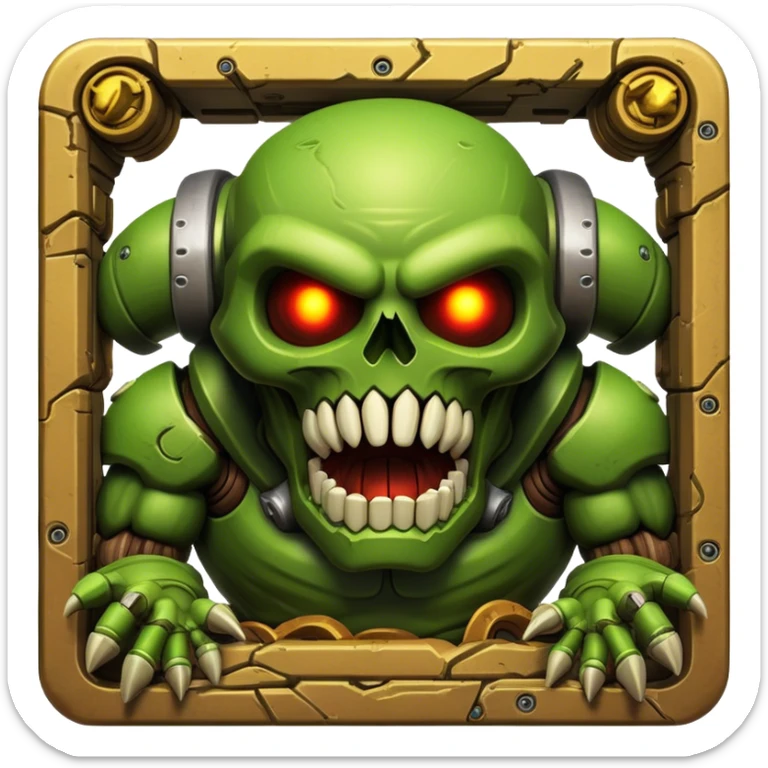 3D, cinematic ultra detailed 32k HD Doom srhoom in pvz 1, brought to life with stunning visual details, each lash, eye, and hair is shown in stunning detail, rich textures, visually rich, so lifelike that it feels like it could leap off the page at any moment sticker