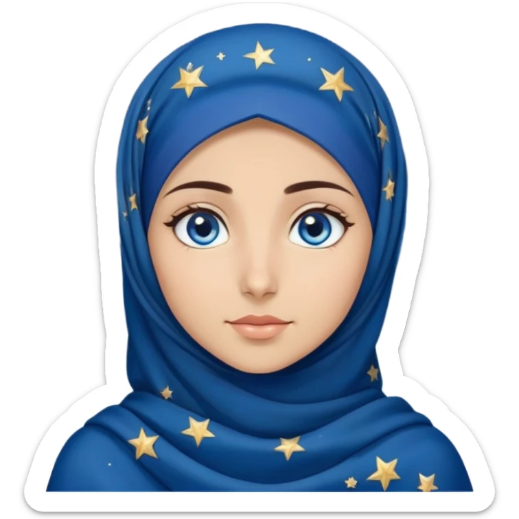 Turkish beautiful finish Konya girl blue eyes with starry night hijab and looking at the starry sky on night  sticker