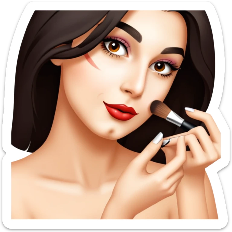 She is doing make up sticker