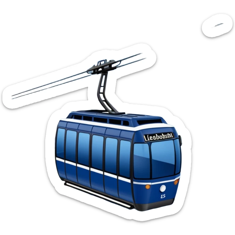 create a cablecar emoji in winter with the logo of Bergbahnen Adelboden Lenk. make it navy dark blue. and add the words: Lenk  sticker