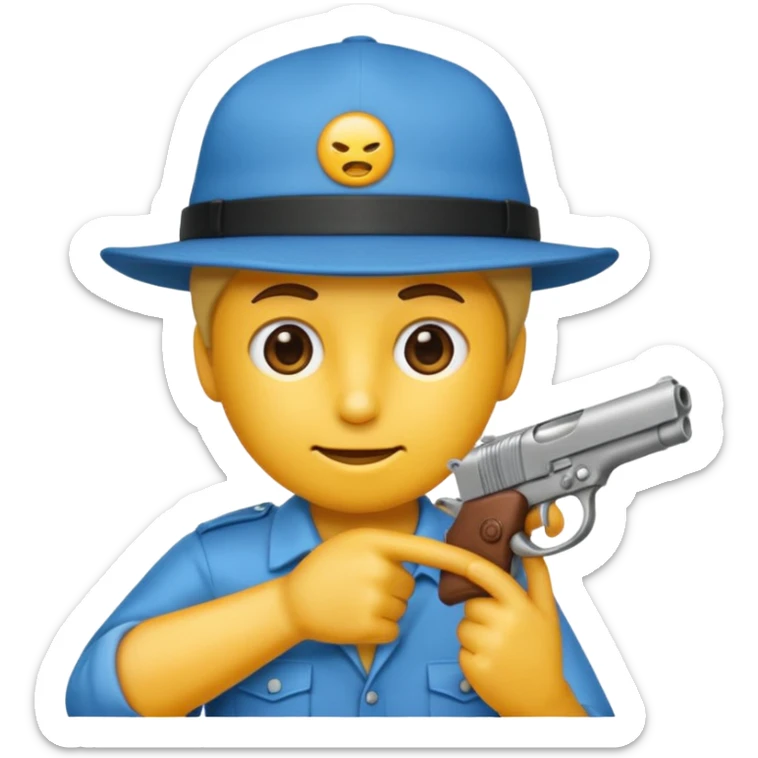 As un emoji que se vea la cabeza nada más con una gorra de lado y que no tenga aspecto infantil con una pistola  sticker