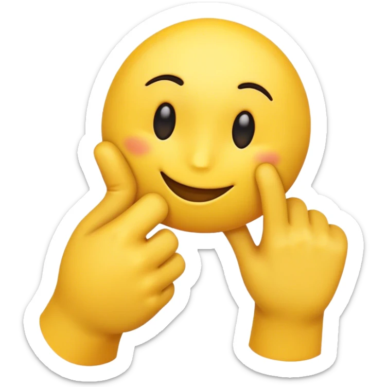 yellow emoji face with one arm bent covering face and other arm straight out  sticker