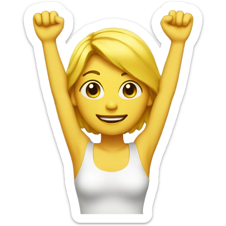  Woman with yellow skin and feet raising both arms in the air sticker