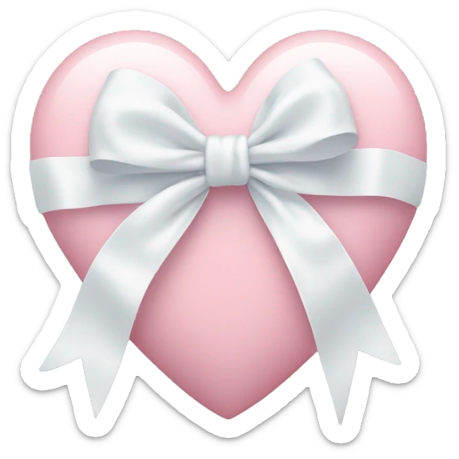Pastel pink heart with white bow sticker