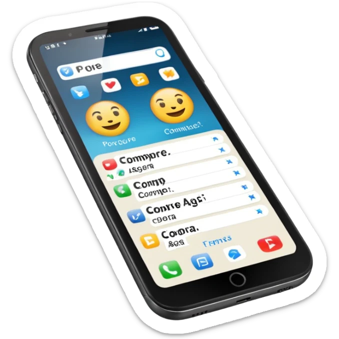 Quero uma desenho de celular e em baixo quero uma frase escrita ass vendendo esse celular em português  sticker