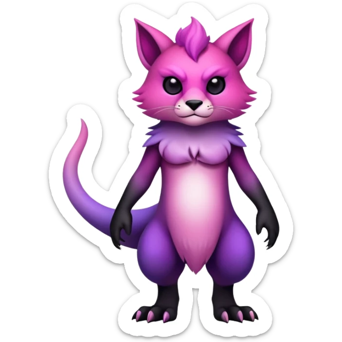Cool Edgy Black-pink-purple-gradient badass Fionbri-animal-creature full bodyd sticker
