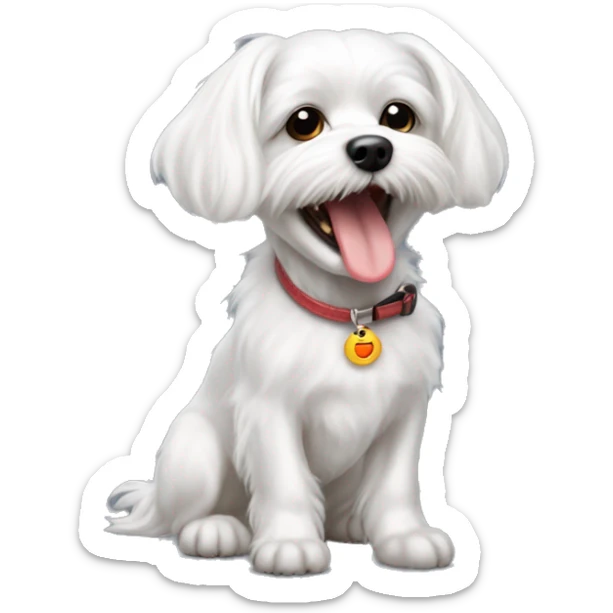 Maltese white lapdog with its tongue sticking out to the right sticker