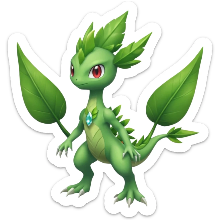 Larvitar-Sceptile-Celebi-hybrid-fusion (full body) sticker